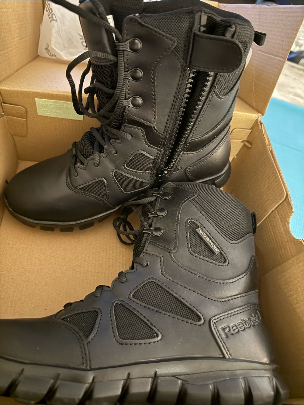 Reebok 7.5 Sublite Tactical Cushion boots, 8” ASTM F2892 Soft toe Waterproof